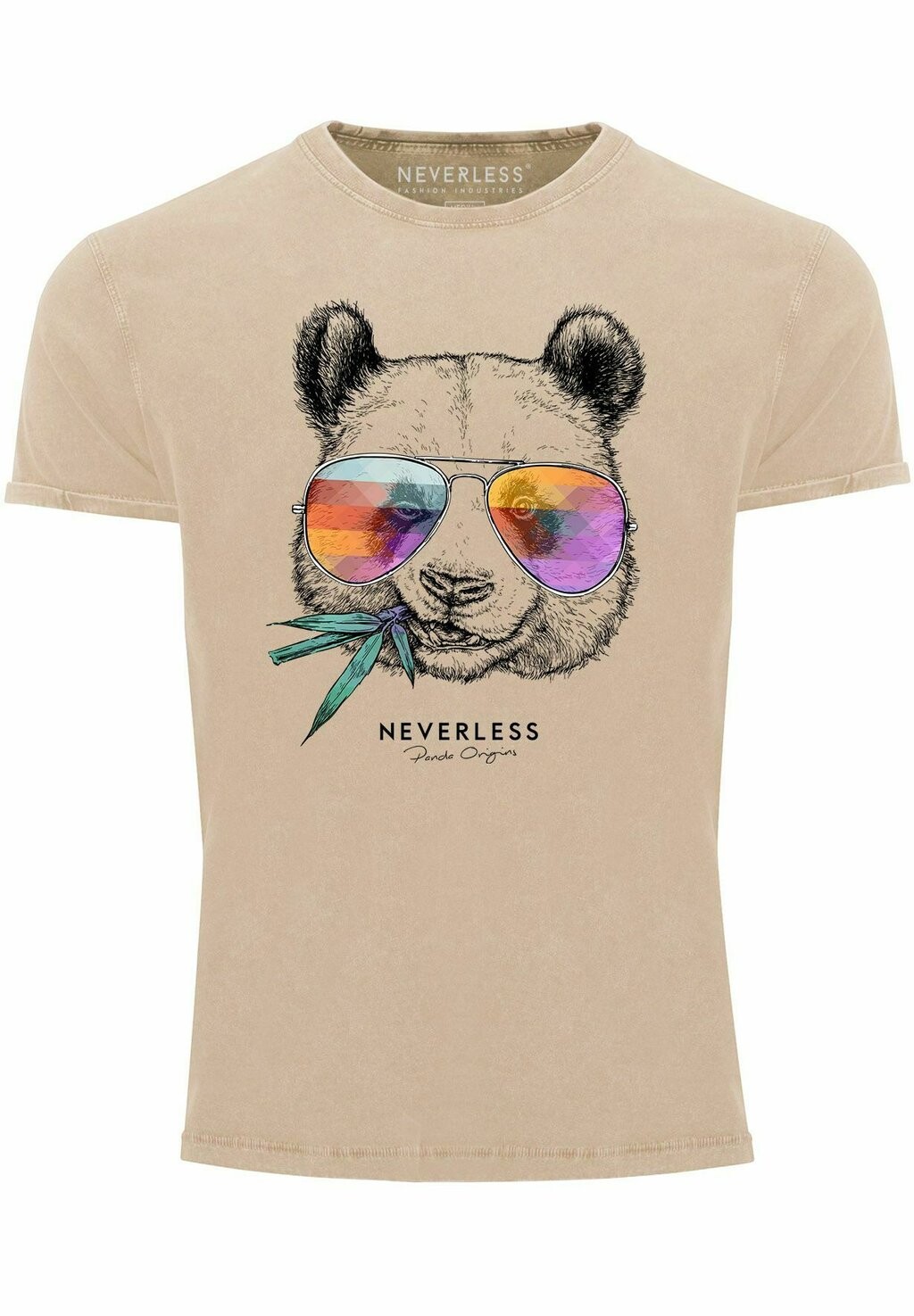 

Футболка с принтом VINTAGE PANDA BÄR TIERMOTIV Neverless, песочный