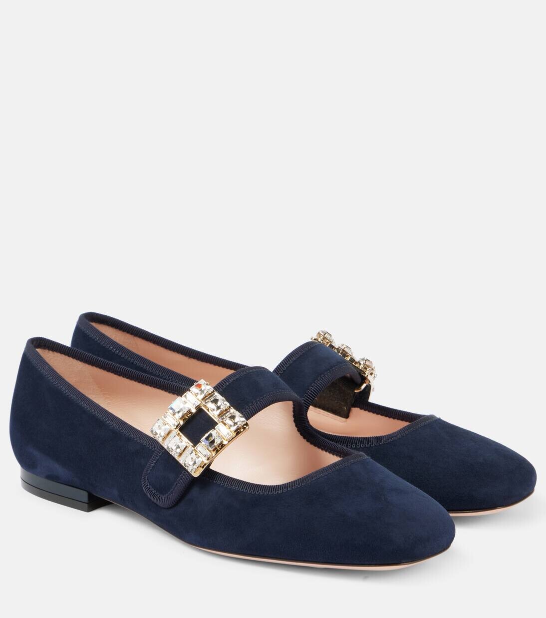 Замшевые балетки Très Vivier Mary Jane Roger Vivier, темно-синий