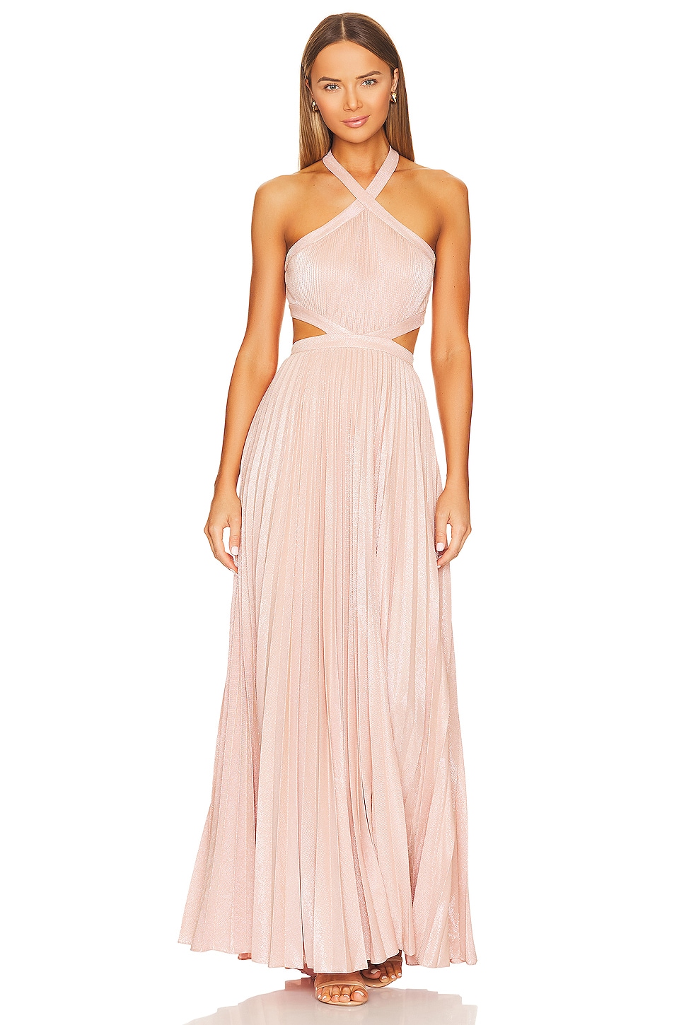 

Платье BCBGMAXAZRIA Metallic Evening Gown, цвет Bare Pink