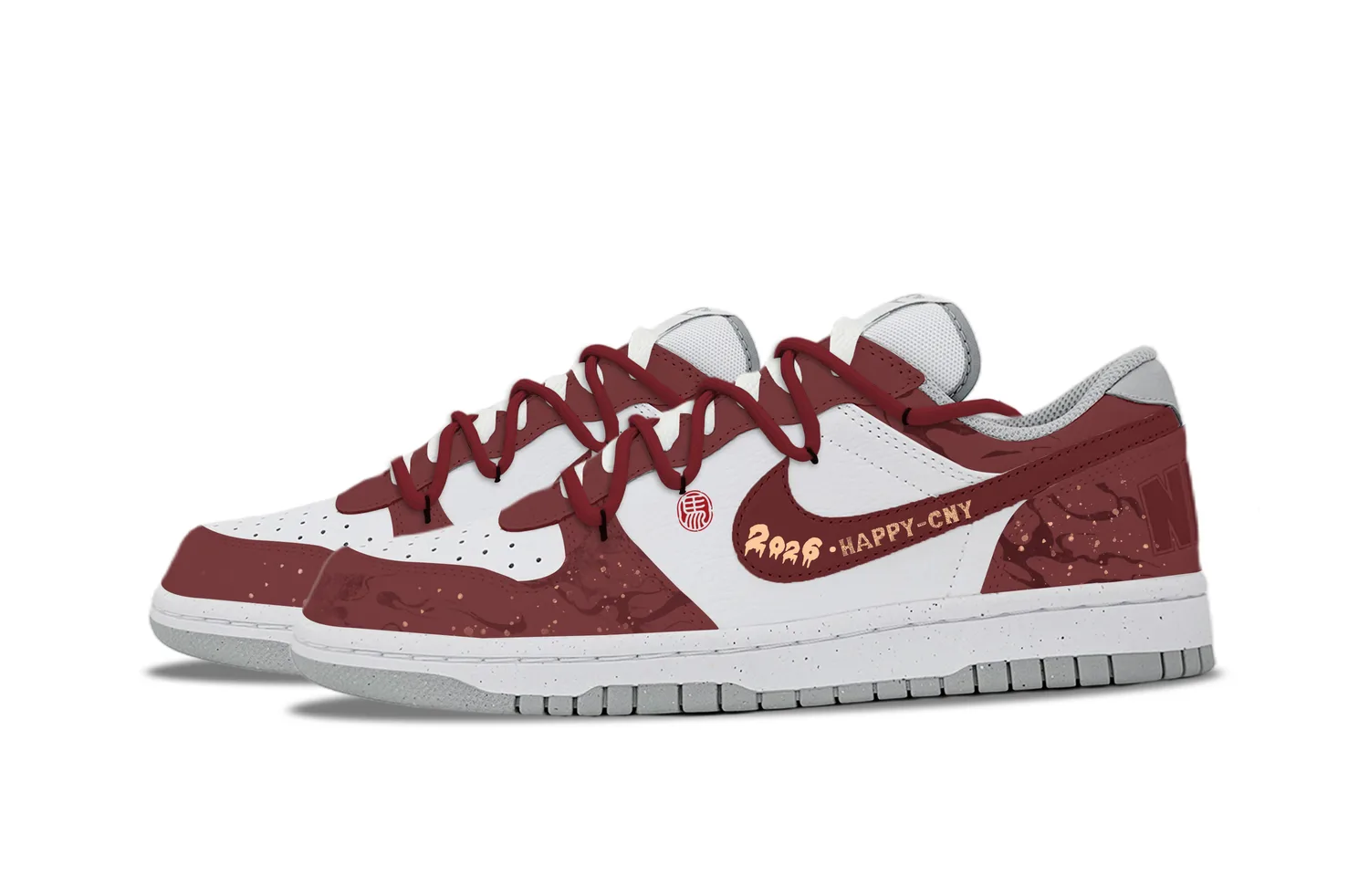 Nike Кроссовки для скейтбординга мужские low top, устойчивые к истиранию, дышащие, красные и белые — фото 4