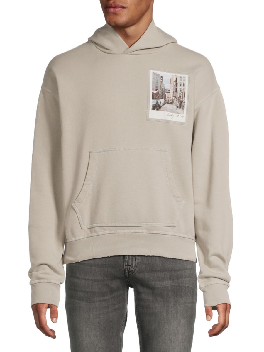 

Хлопковая толстовка с капюшоном в виде открытки Helmut Lang, серый