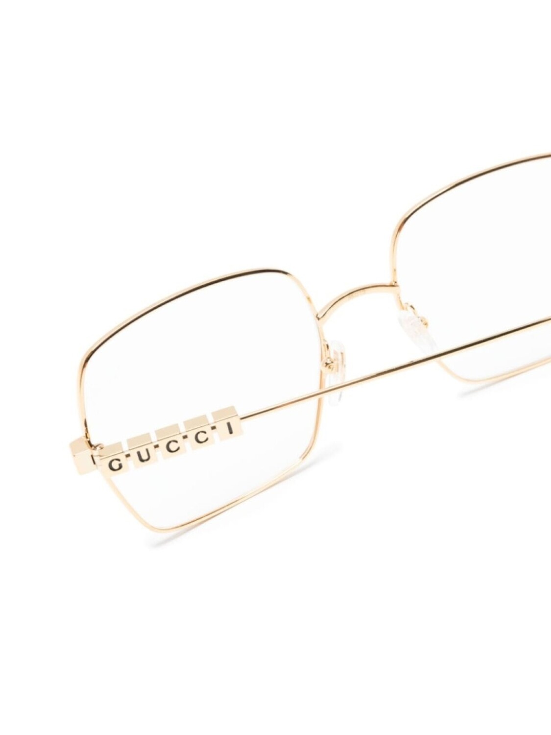 Gucci Eyewear logo-lettering square-frame glasses, золотистый — фото 3