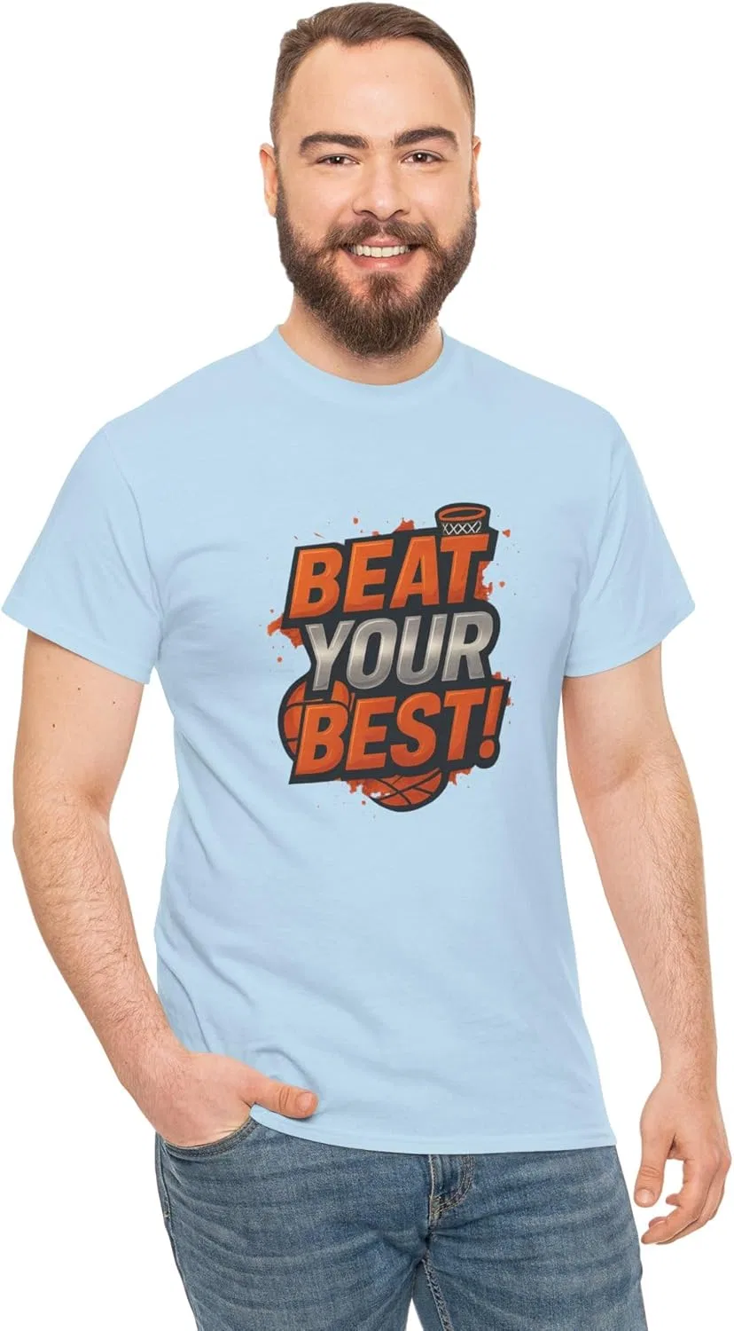 Футболка с принтом Beat Your Best, хлопковая, Light Blue — фото 3