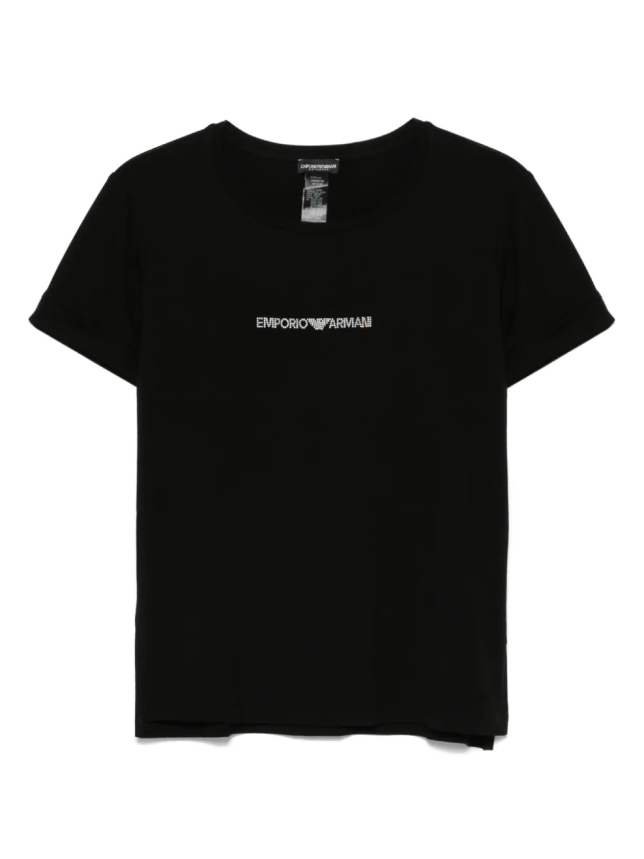 Футболка с логотипом из стразов Emporio Armani, черный