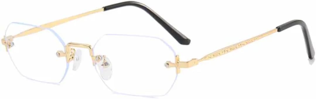 

Солнцезащитные очки с защитой UV400 | Маленькие безободковые, в стиле панк, металлические | для женщин и мужчин, для занятий спортом на открытом воздухе и вождения DSVIGF, Gold Clear