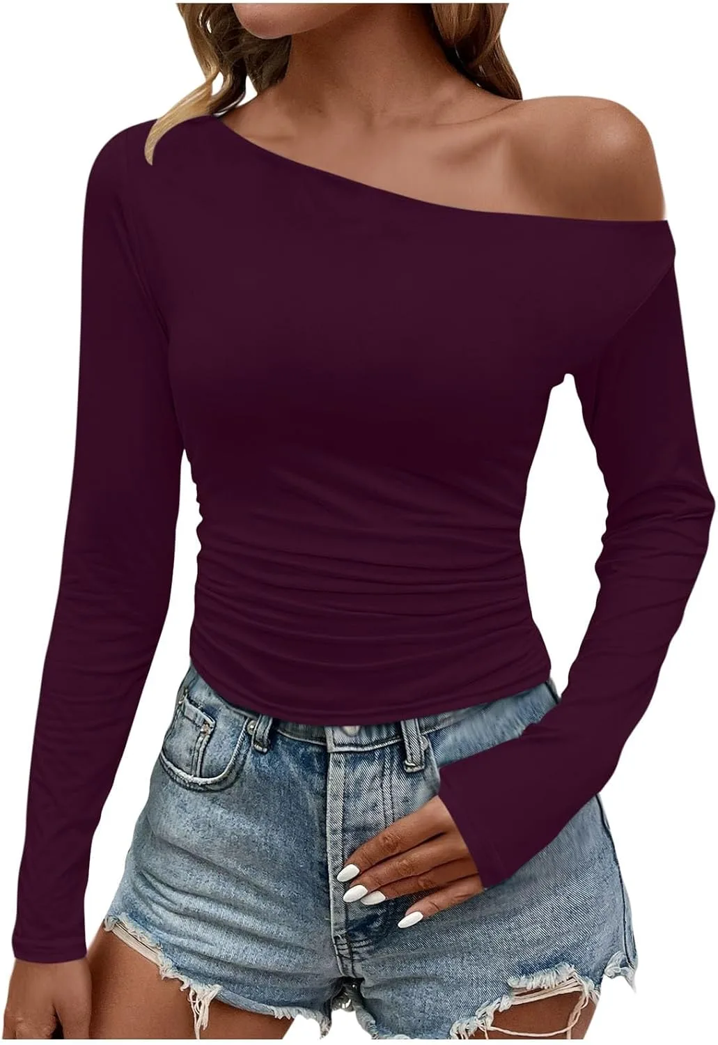 

Женская футболка Basic с длинным рукавом и асимметричным плечом bawilom