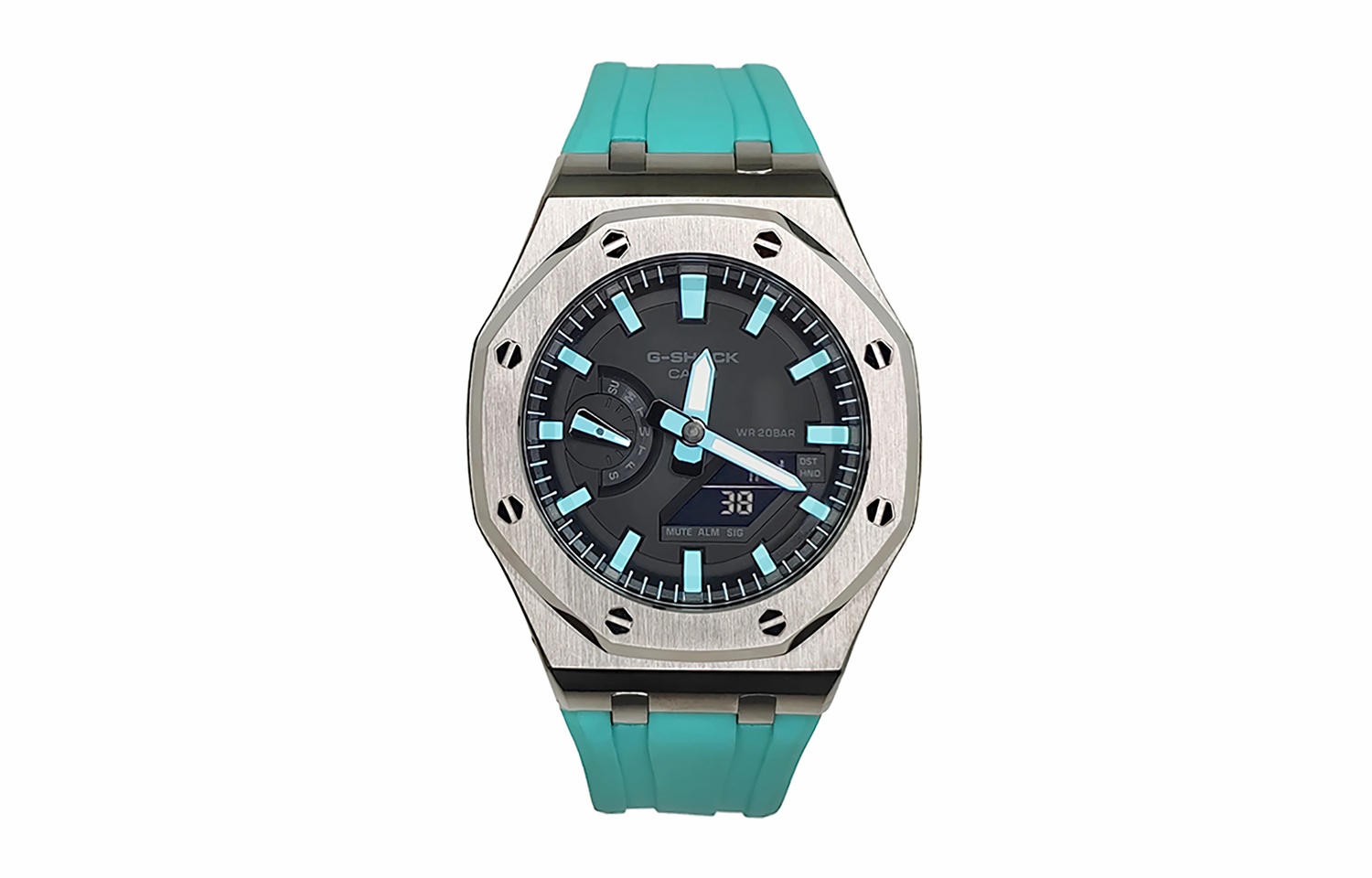 

CASIO Часы Men Liquid Crystal/Analog Dual Display Series 44mm Black Watch, Offshore Silver Blue