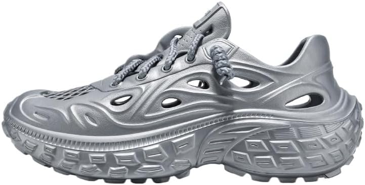 

Мужские спортивные сандалии SPKFHD с толстой подошвой и перфорацией - противоскользящие, дышащие, для пляжа и походов, серебро