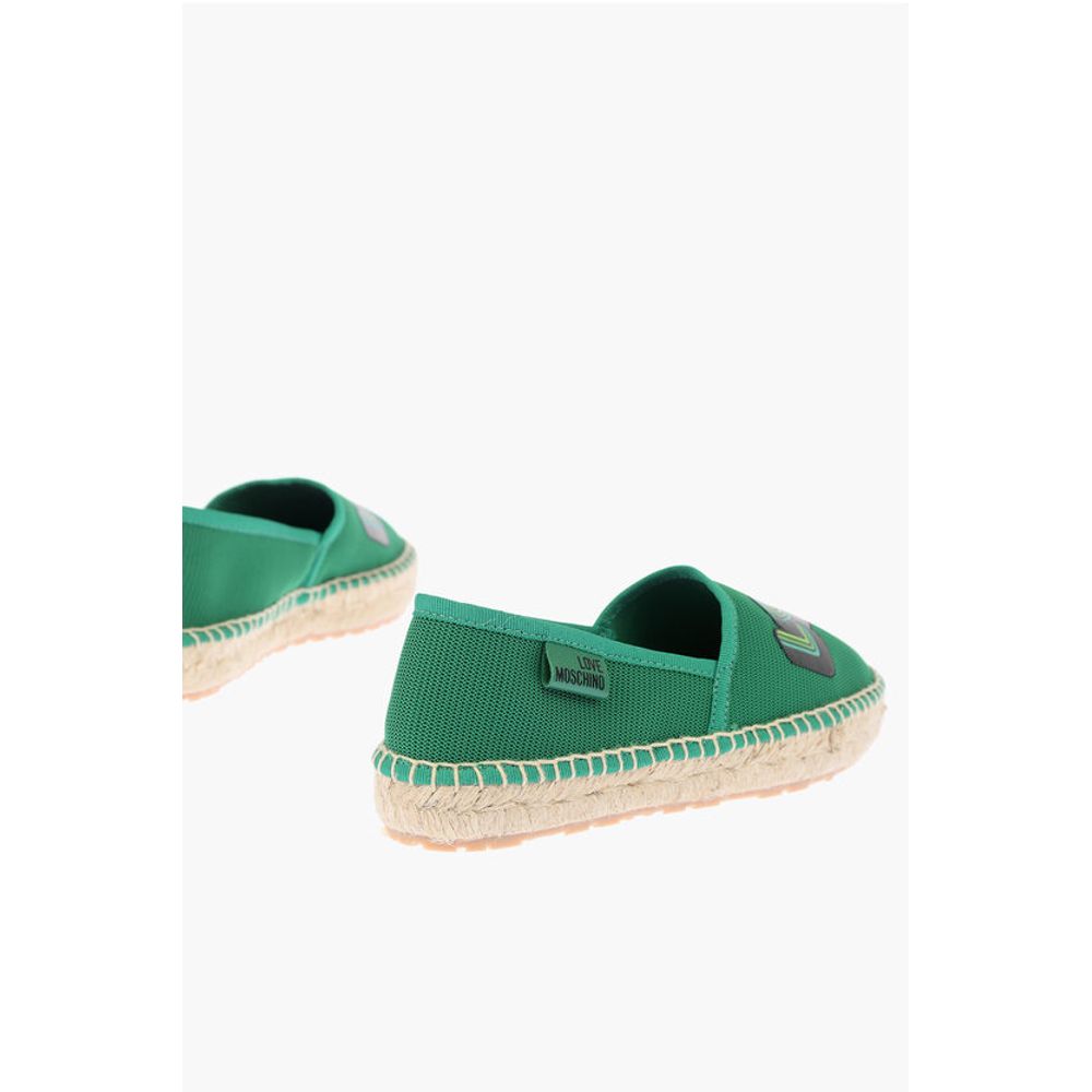 Эспадрильи LOVE из сетки с логотипом и подошвой из рафии Moschino, Green — фото 2