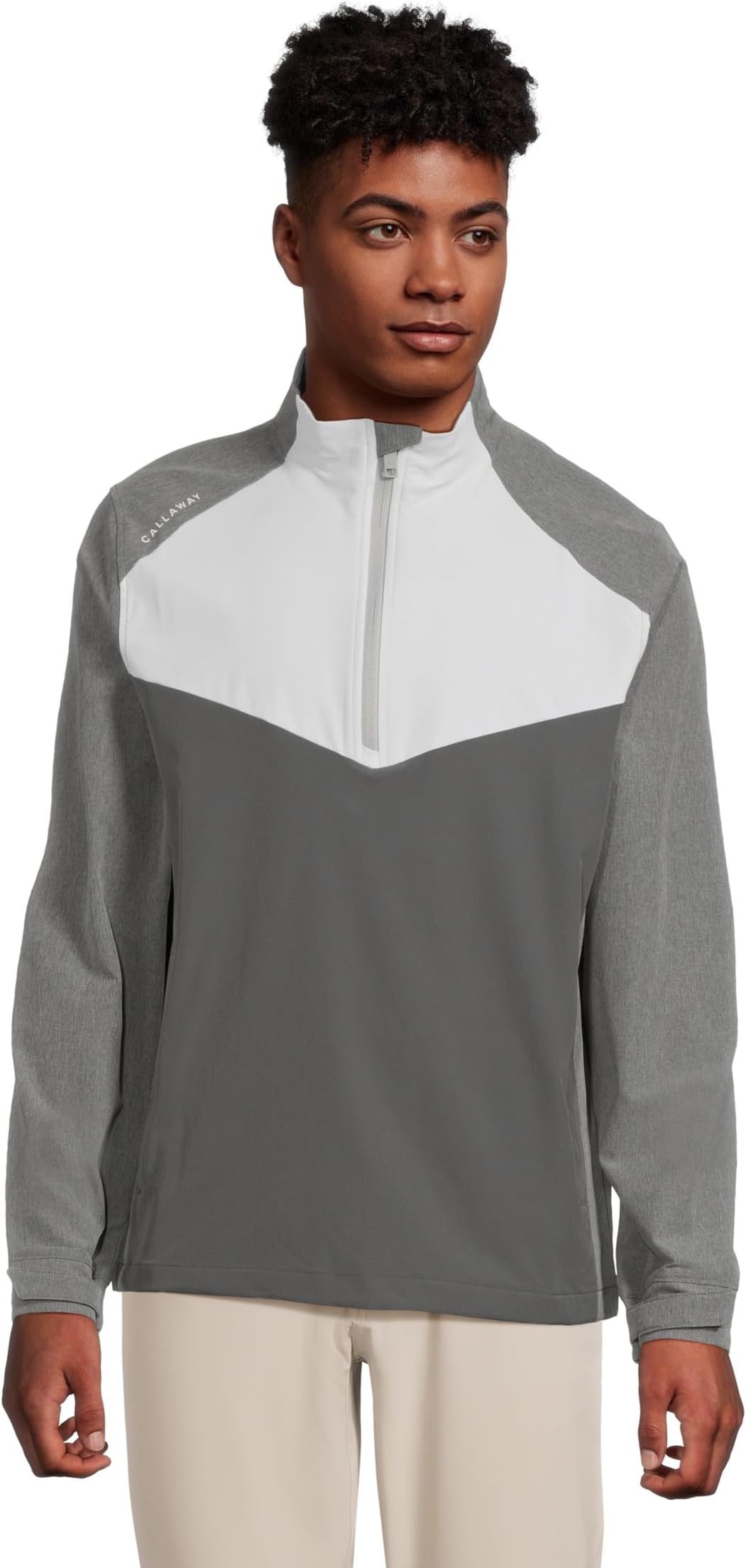 

Мужская куртка с длинным рукавом и застежкой-молнией на 1/2 дюйма, ветрозащитная и водонепроницаемая Callaway, Medium Grey Heather