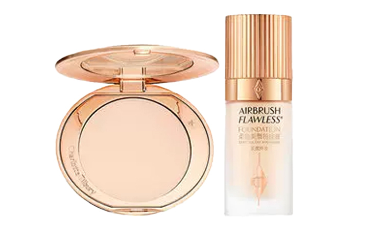 

Charlotte Tilbury CT White Moonlight рассыпчатая пудра + Red Carpet тональная основа набор для выравнивания тона кожи и фиксации макияжа