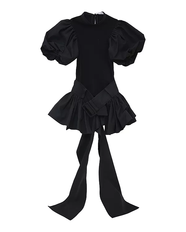 

Топ с поясом, расклешенными рукавами-фонариками Rokh, черный