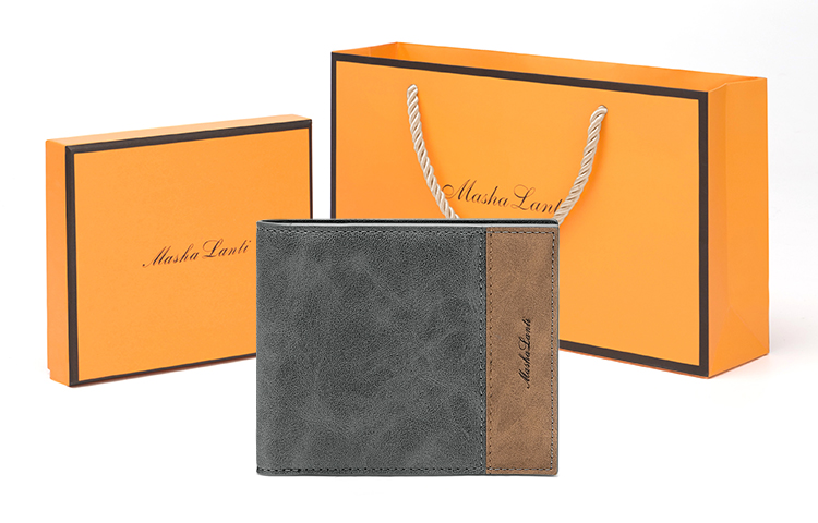 

Кожаный кошелек для монет и карт мужской классический серый с кофейным, серый и кофейный MashaLanti