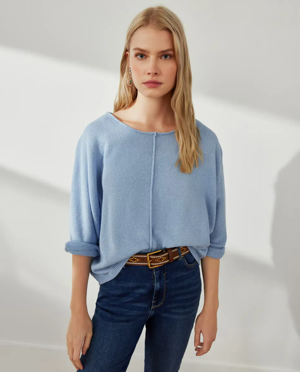 

Женский свитер с круглым вырезом Southern Cotton, индиго