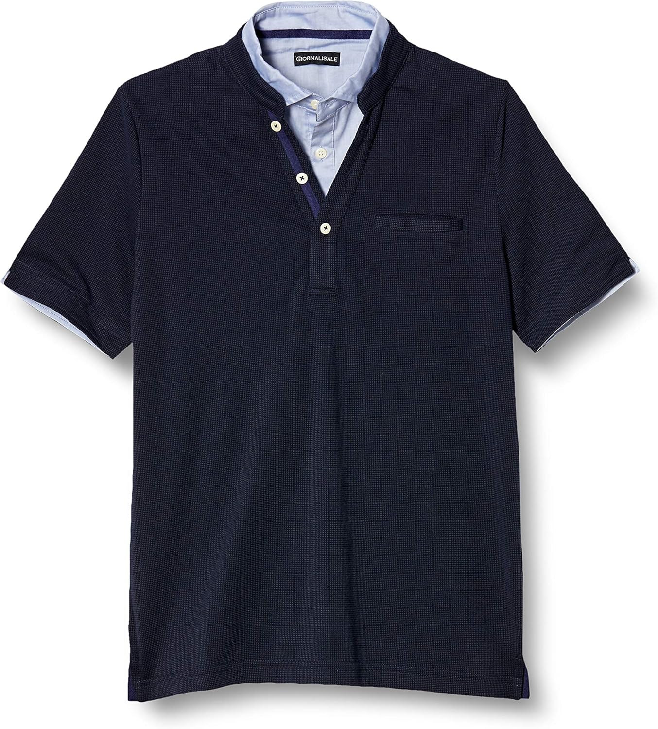 

Мужская поло-рубашка с воротником и многослойным дизайном Belluna, темно-синий