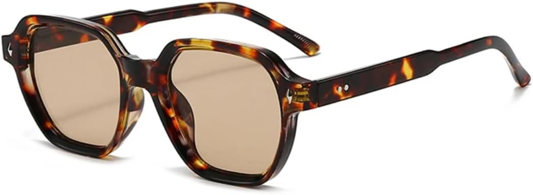 

Солнцезащитные очки для мужчин и женщин - защита UV400 - яркие заклепки, леопардовый принт, для занятий спортом на открытом воздухе и вождения DSVIGF, Leopard Champagne