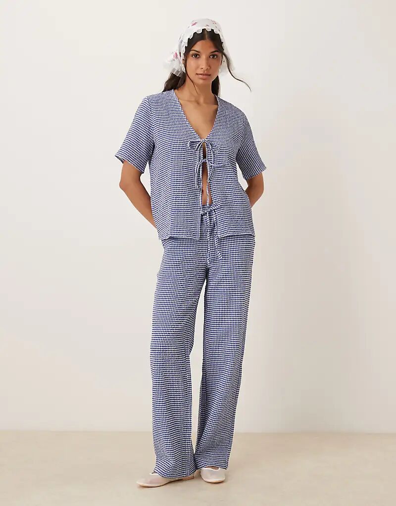 

Широкие брюки JDY из сирсакера в синюю клетку