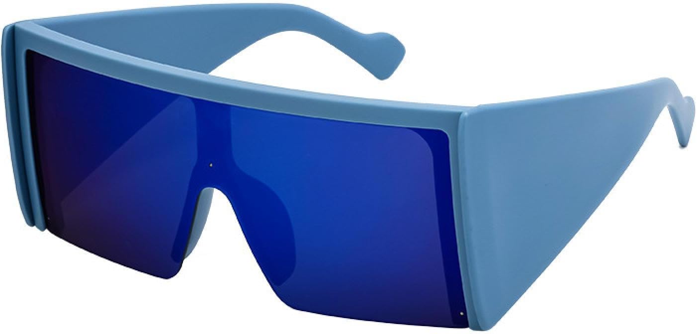 

Большие солнцезащитные очки для женщин и мужчин, роскошные винтажные солнцезащитные очки в стиле панк, крупная оправа, цельные солнцезащитные очки TKKTLLT, Blue Mirror Blue