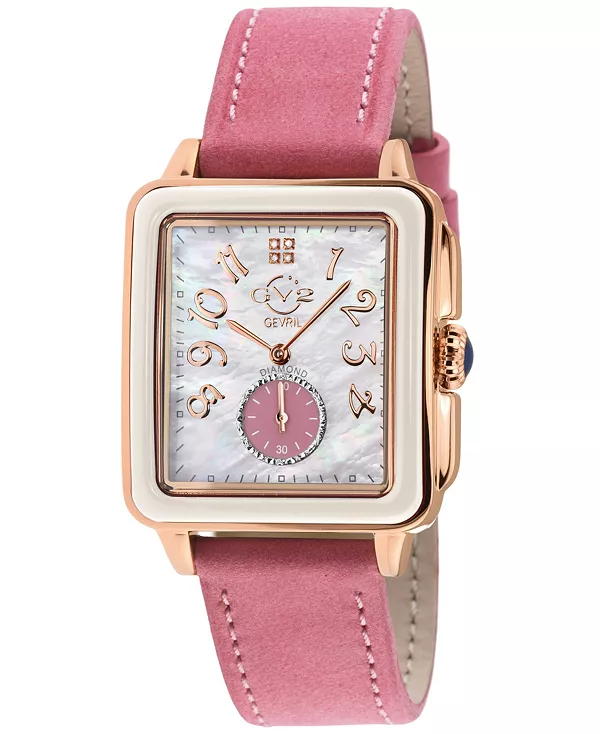 

Женские часы Bari Viva с розовым кожаным ремешком, 34 мм Gv2 By Gevril, rose