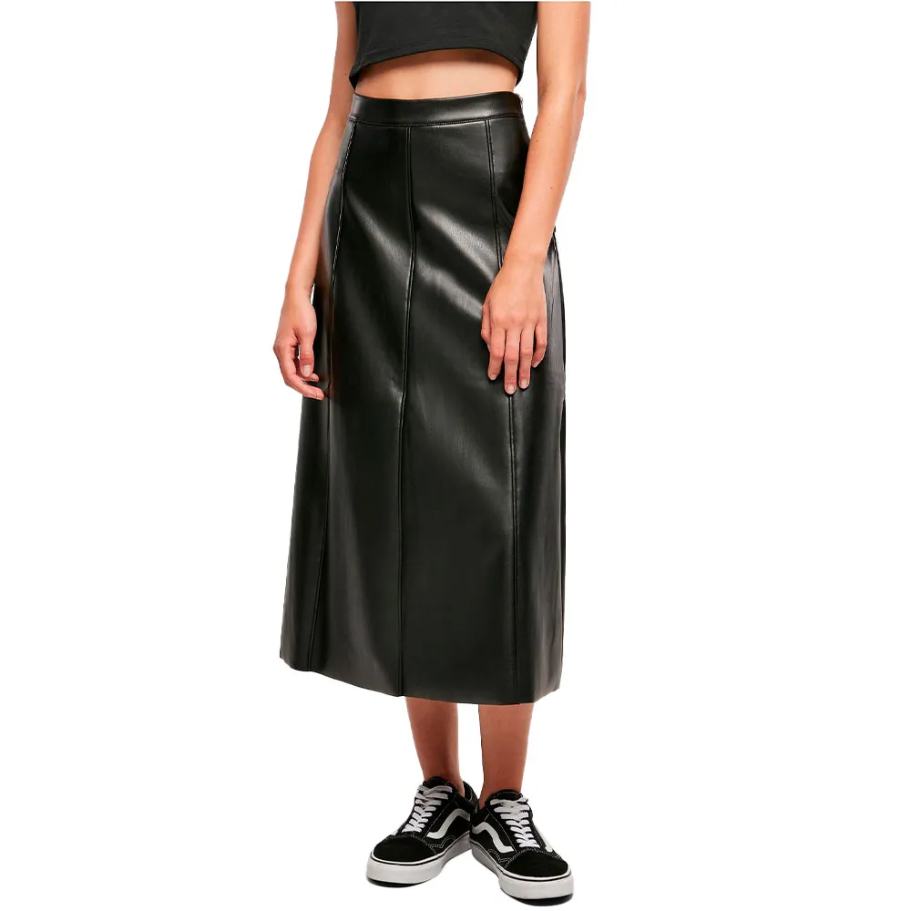 

Юбка Urban Classics Synthetic Leather midi skirt, черный