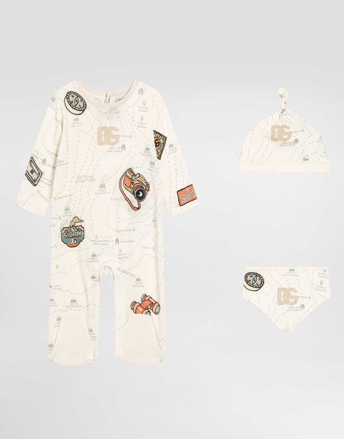 

Подарочный набор из 3 предметов из хлопкового джерси с принтом-картой Dolce&Gabbana, мультиколор