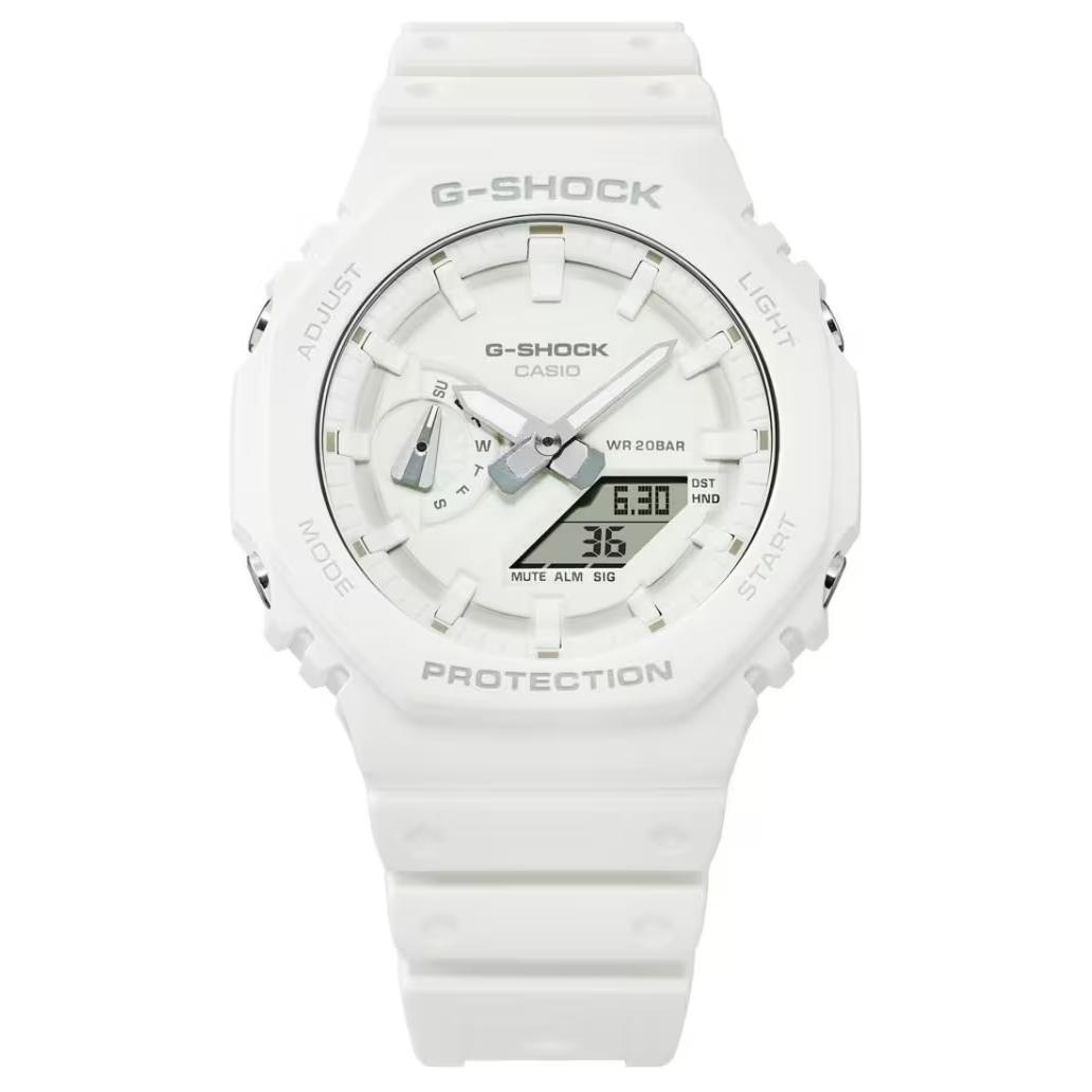 

CASIO Мужские белые часы GA2100-7A7 с двойным жидкокристаллическим/аналоговым дисплеем