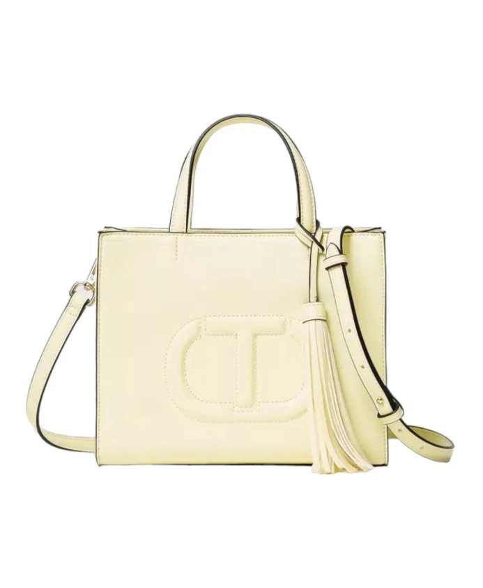 

Сумка через плечо с овальной буквой Т и кисточкой. Twinset, желтый