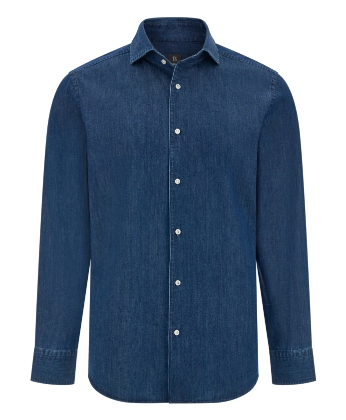 

Джинсовая рубашка из хлопка стандартного кроя Boggi Milano, синий