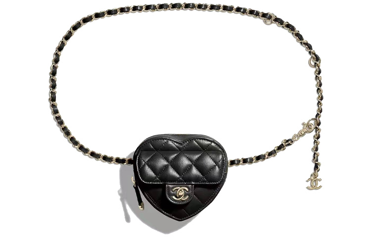 

CHANEL Сумка-сердце из овчины, через плечо, мини, женская, черная