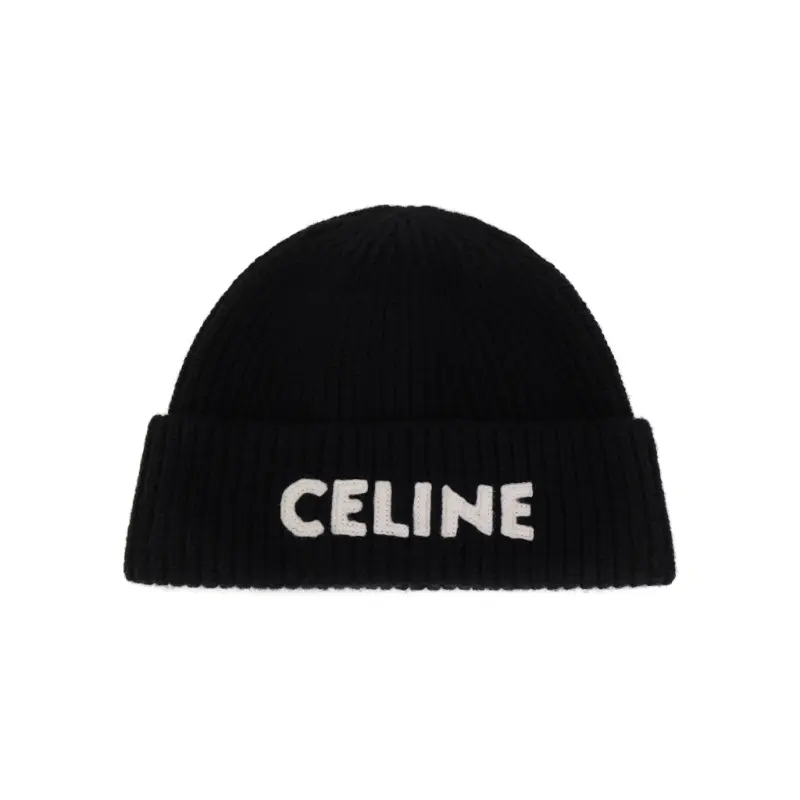 

CELINE Вышитая вязаная шерстяная шапка, Black