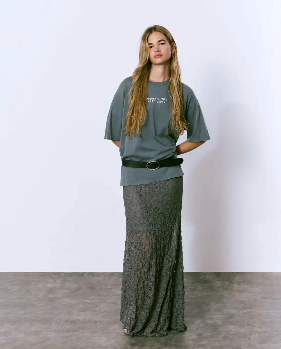 

Асимметричная длинная юбка Brownie, темно-серый