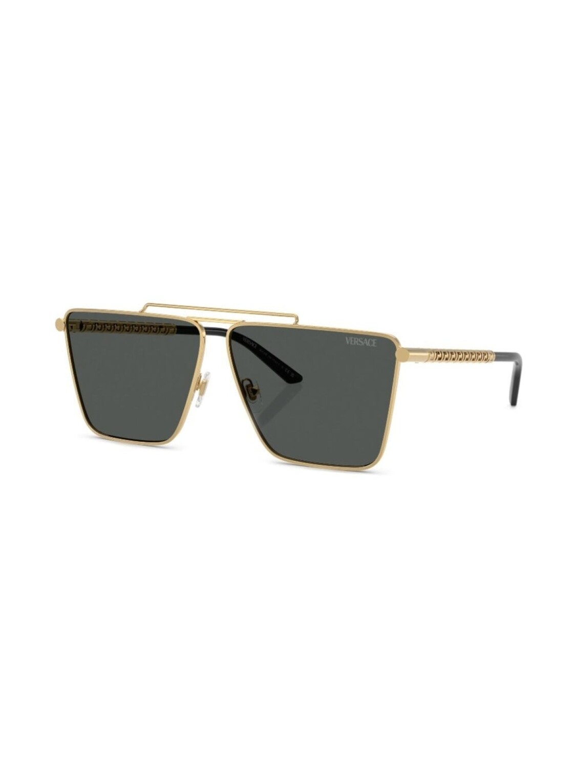 Versace Eyewear солнцезащитные очки Tubular Greca в квадратной оправе, золотой — фото 2