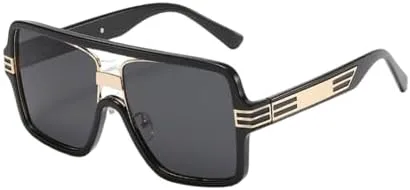 

Солнцезащитные очки квадратной формы 2027 года для женщин, винтажные солнцезащитные очки большого размера в крупной оправе для женщин/мужчин MTZJH, C1 Black Gray