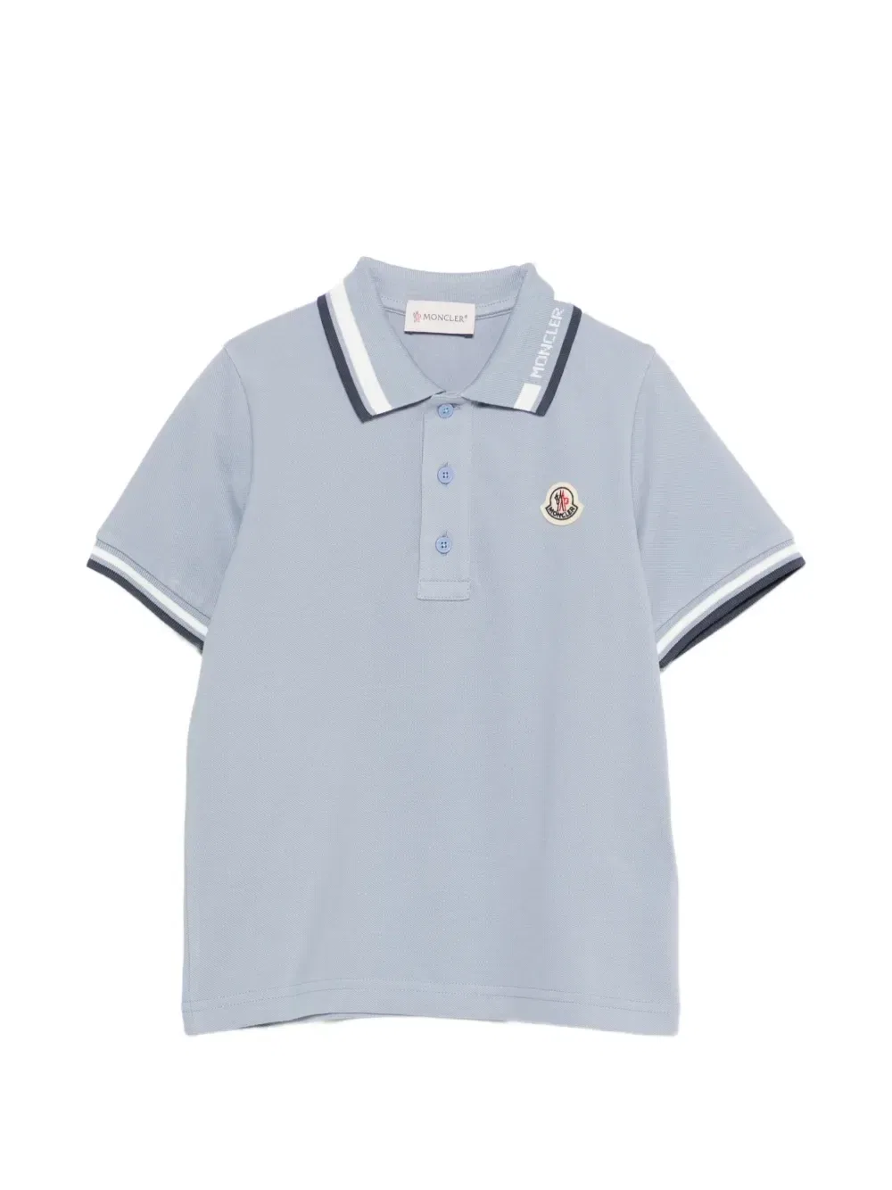 Поло с полосатой отделкой Moncler Enfant, синий