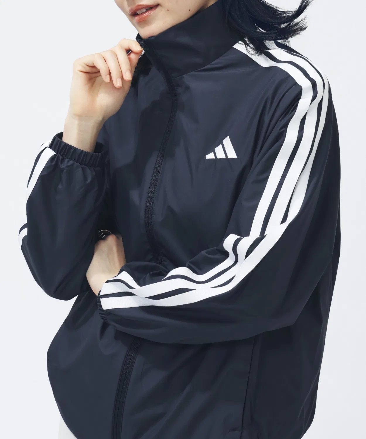 Ветровка Adidas с тремя полосками, свободный крой, синяя