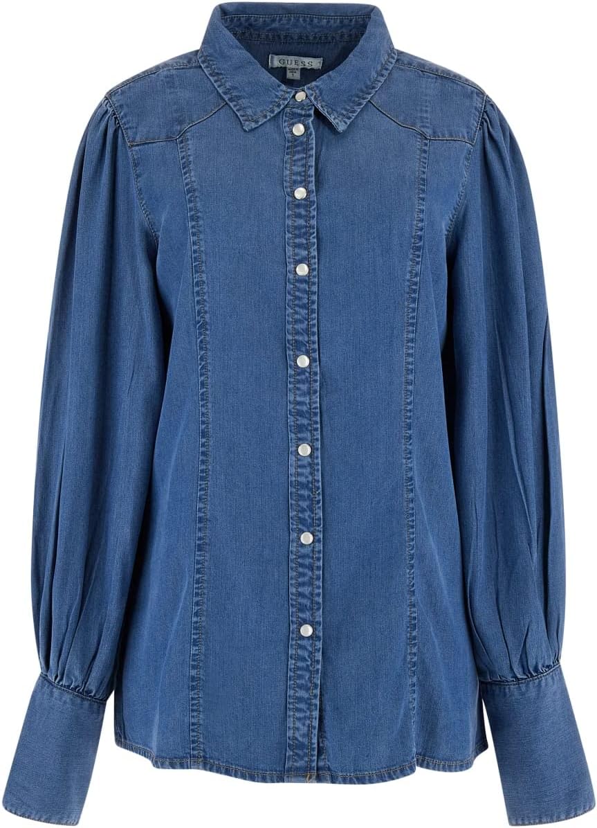 

GUESS Женская Рубашка Vanessa с Длинными Рукавами, Blue Spirit Wash