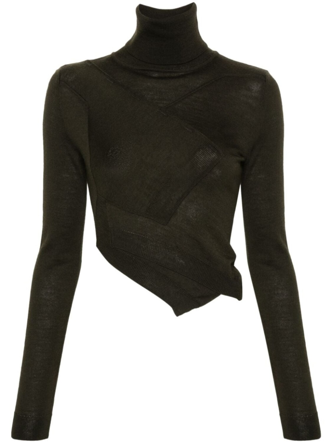 

MM6 Maison Margiela джемпер асимметричного кроя с высоким воротником, зеленый