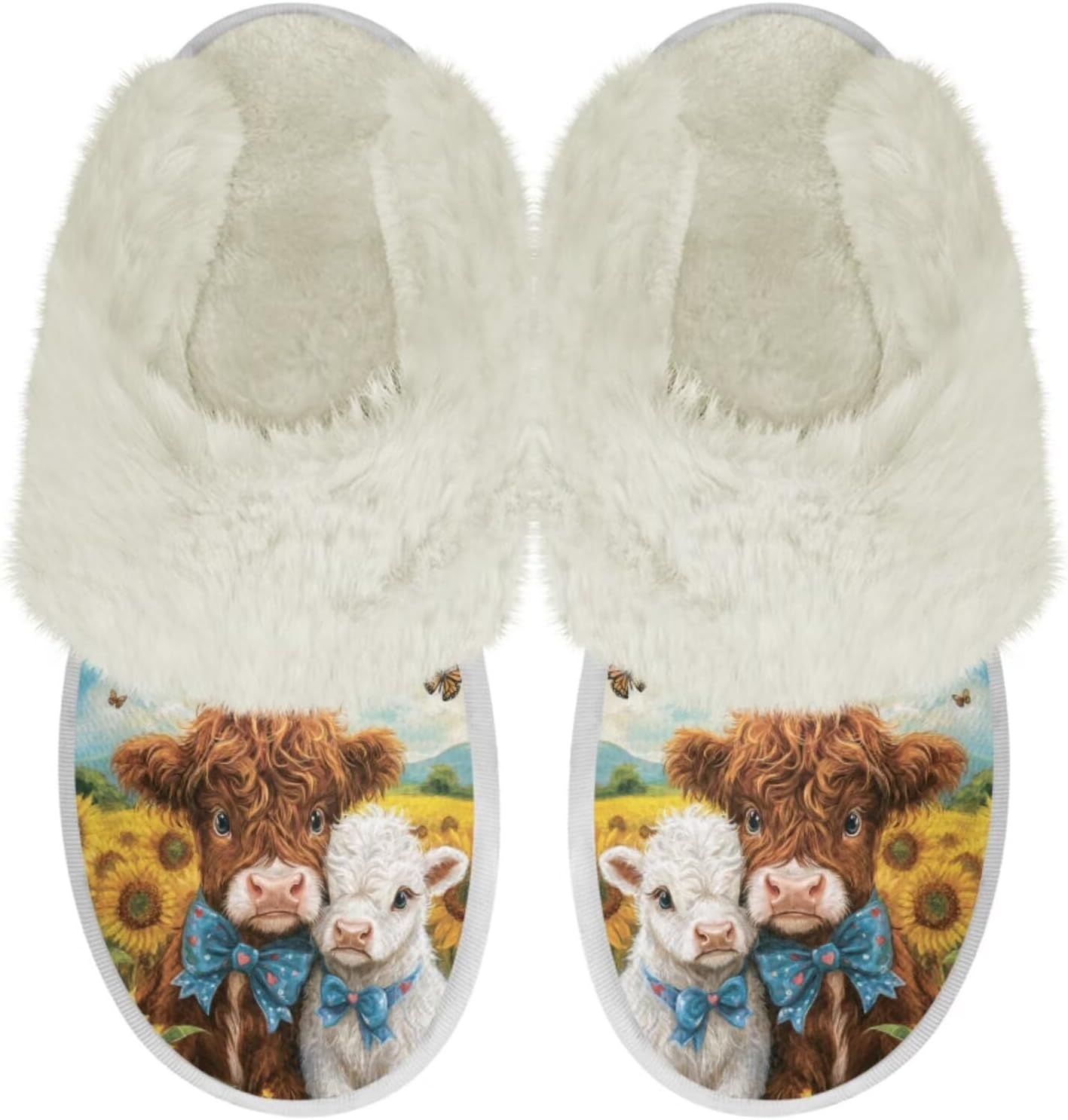 

Тапочки для дома Binienty для женщин и мужчин, мягкие плюшевые, для утепления дома, Cute Highland Cow Sheep