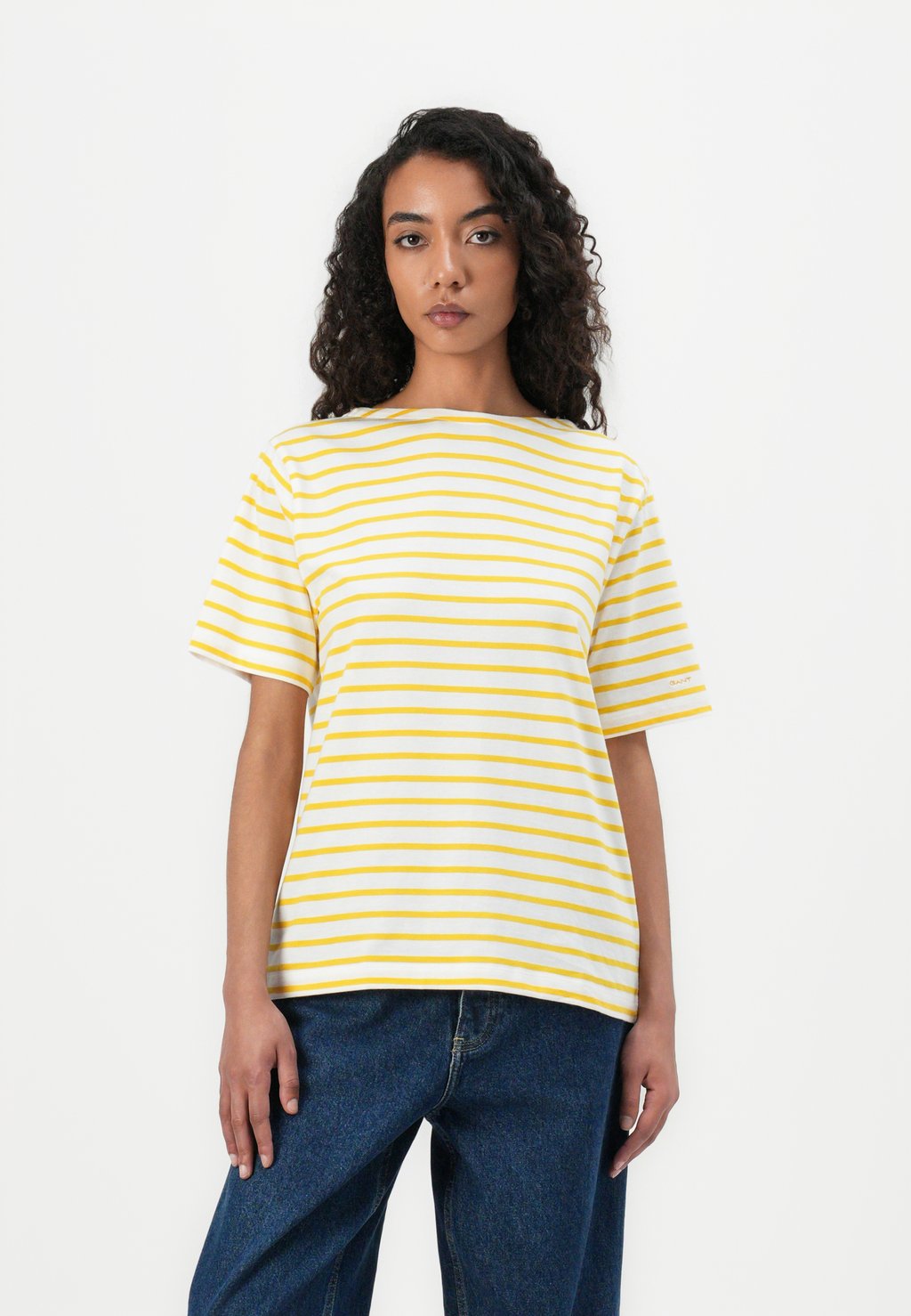 

Футболка с принтом STRIPE BOAT NECK GANT, желтый