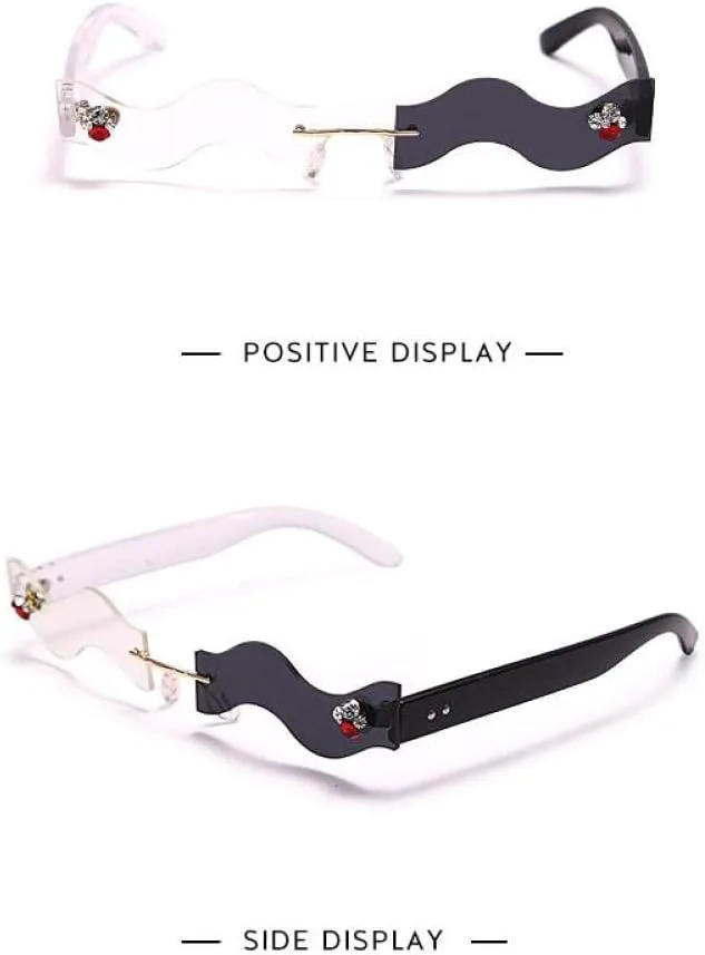 

Солнцезащитные очки в стиле стимпанк 2027 года, без оправы, для женщин и мужчин, прямоугольные, волнообразные, разноцветные, с защитой от УФ-излучения UV400 MTZJH, 2