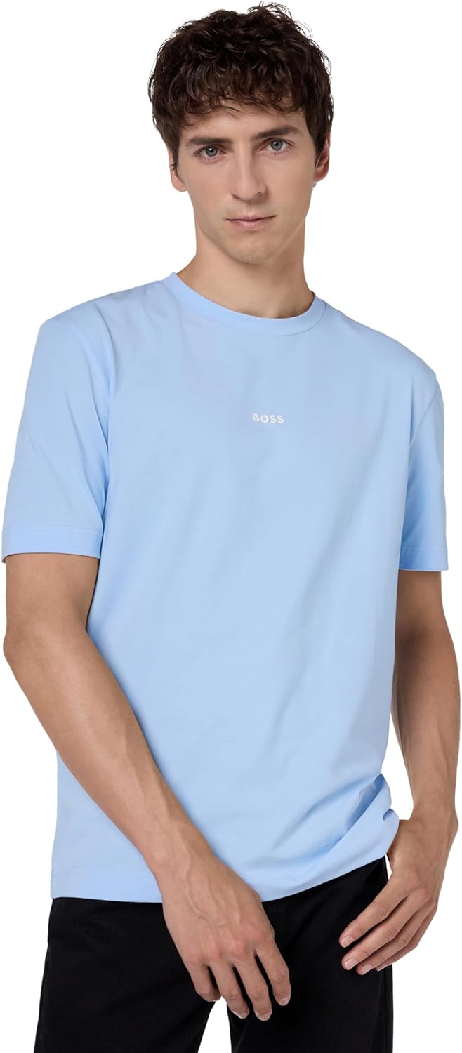 

Мужская хлопковая футболка BOSS с логотипом на груди, стандартного кроя, Powder Blue, Синий, Мужская хлопковая футболка BOSS с логотипом на груди, стандартного кроя, Powder Blue