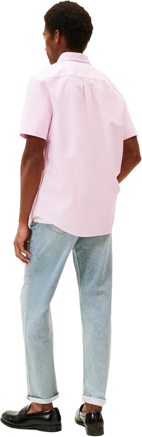 Рубашки оксфорды Tommy Hilfiger Men's с коротким рукавом, классический крой, мужские рубашки на пуговицах, Rose Petal — фото 4
