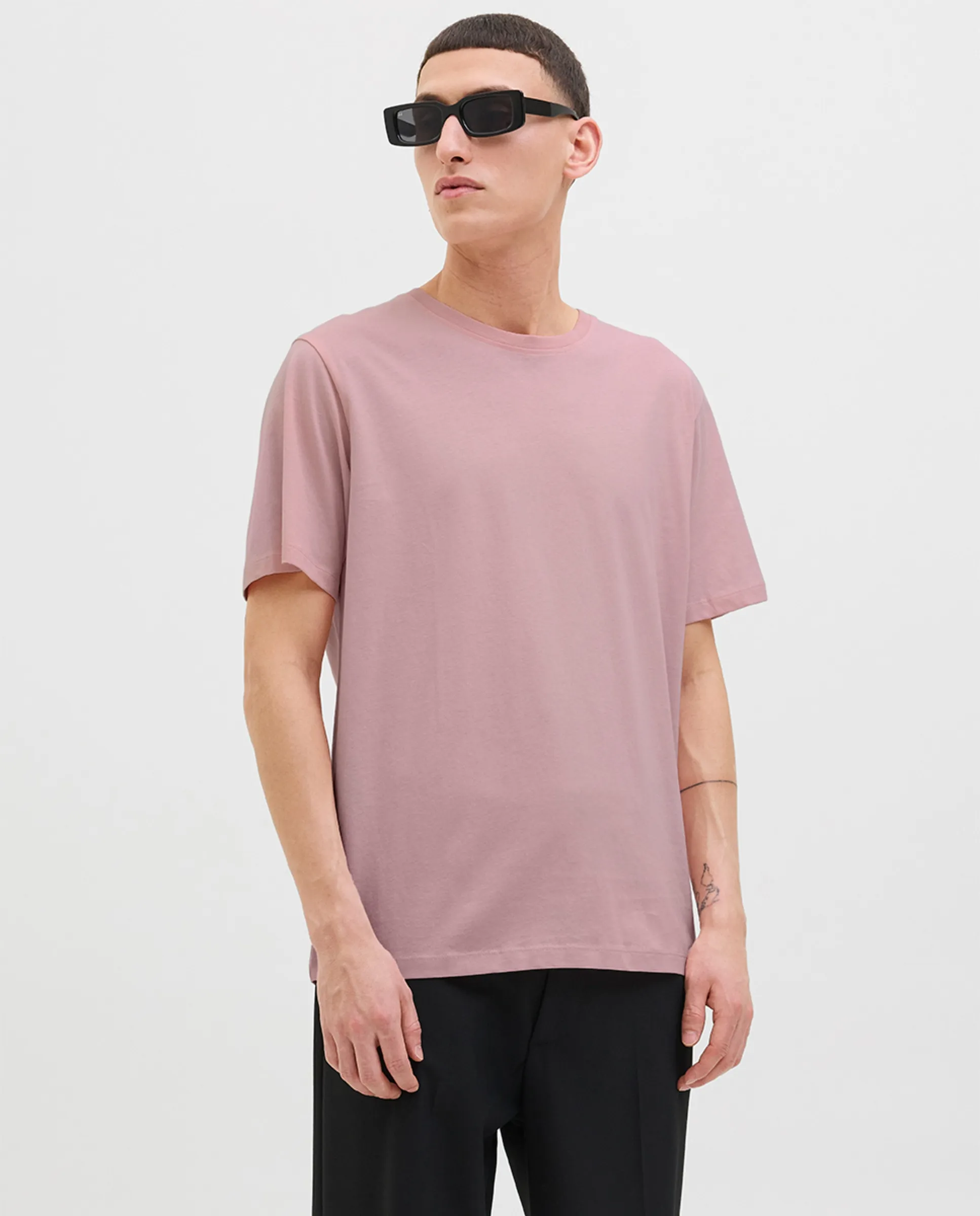 

Мужская футболка с коротким рукавом, однотонная, с принтом на спине Jack & Jones, розовый