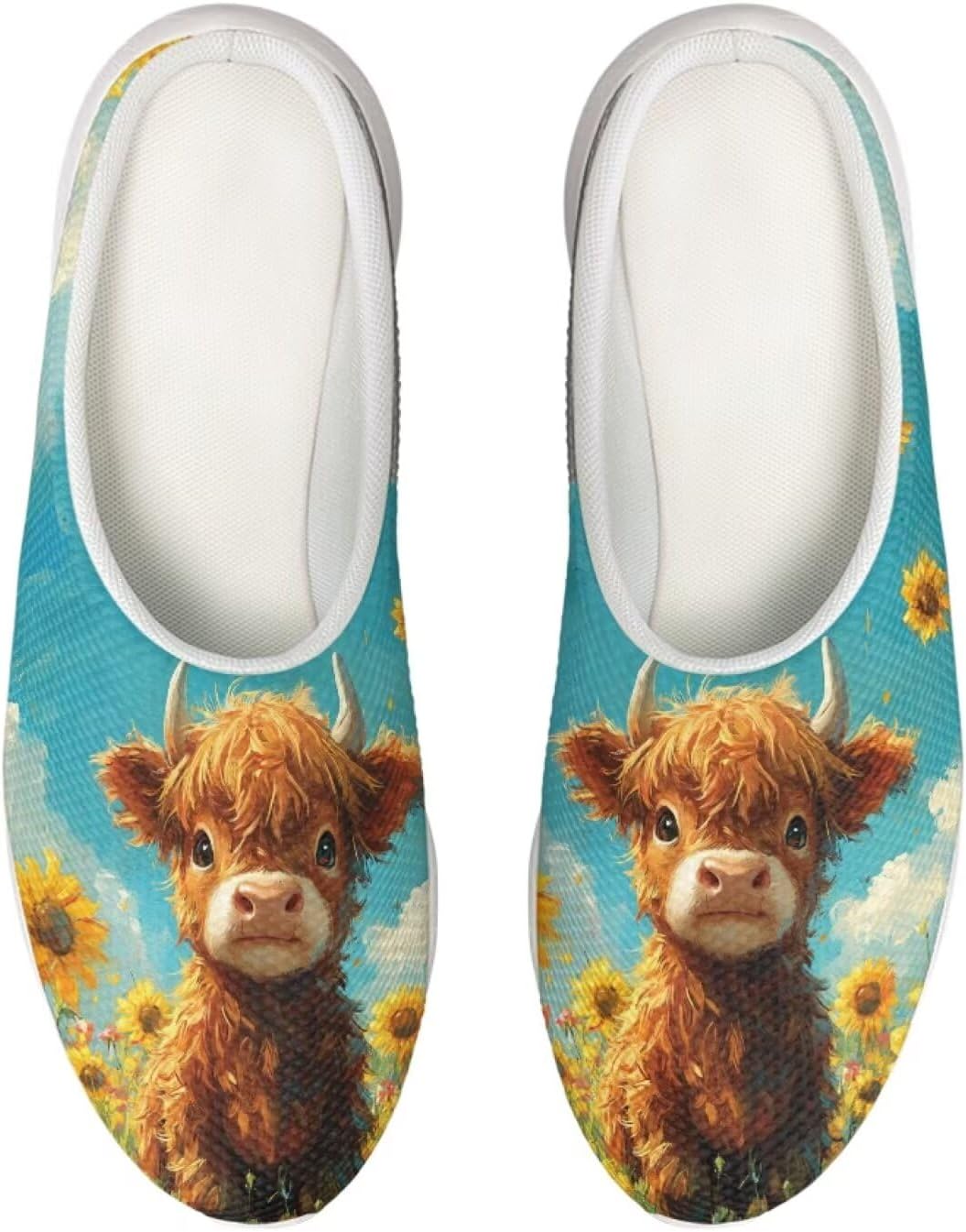 

Женские сабо Forchrinse с цветным принтом лапы собаки, домашние тапочки с цветочным рисунком, кроссовки для ходьбы с поддержкой свода стопы, Highland Cow Sunflower Print