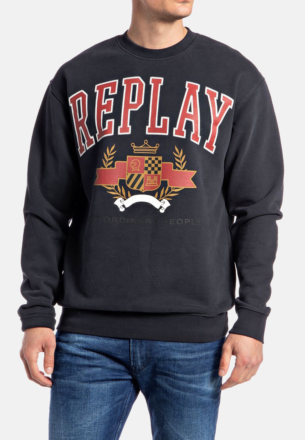 

Пуловер Replay Replay Sweater PEACH HAND COTTON FLEECE mit Rundhals, черный