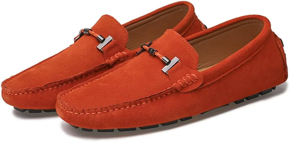 

Мужские лоферы ручной работы из замши без шнурков, удобные повседневные мокасины для вождения, дышащие туфли-лоферы Abborora, оранжевый