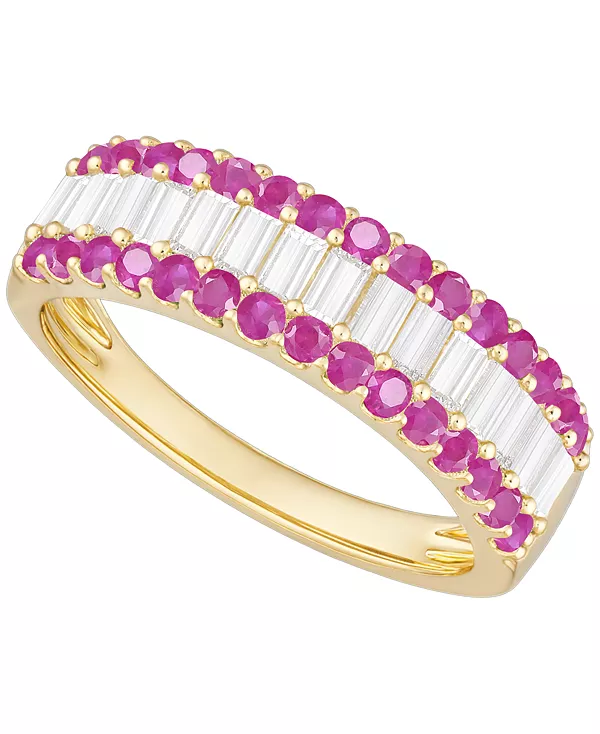 

Кольцо с драгоценными камнями и бриллиантами (1/4 карата) из 14-каратного золота (также из 14-каратного белого золота) Macy'S, ruby