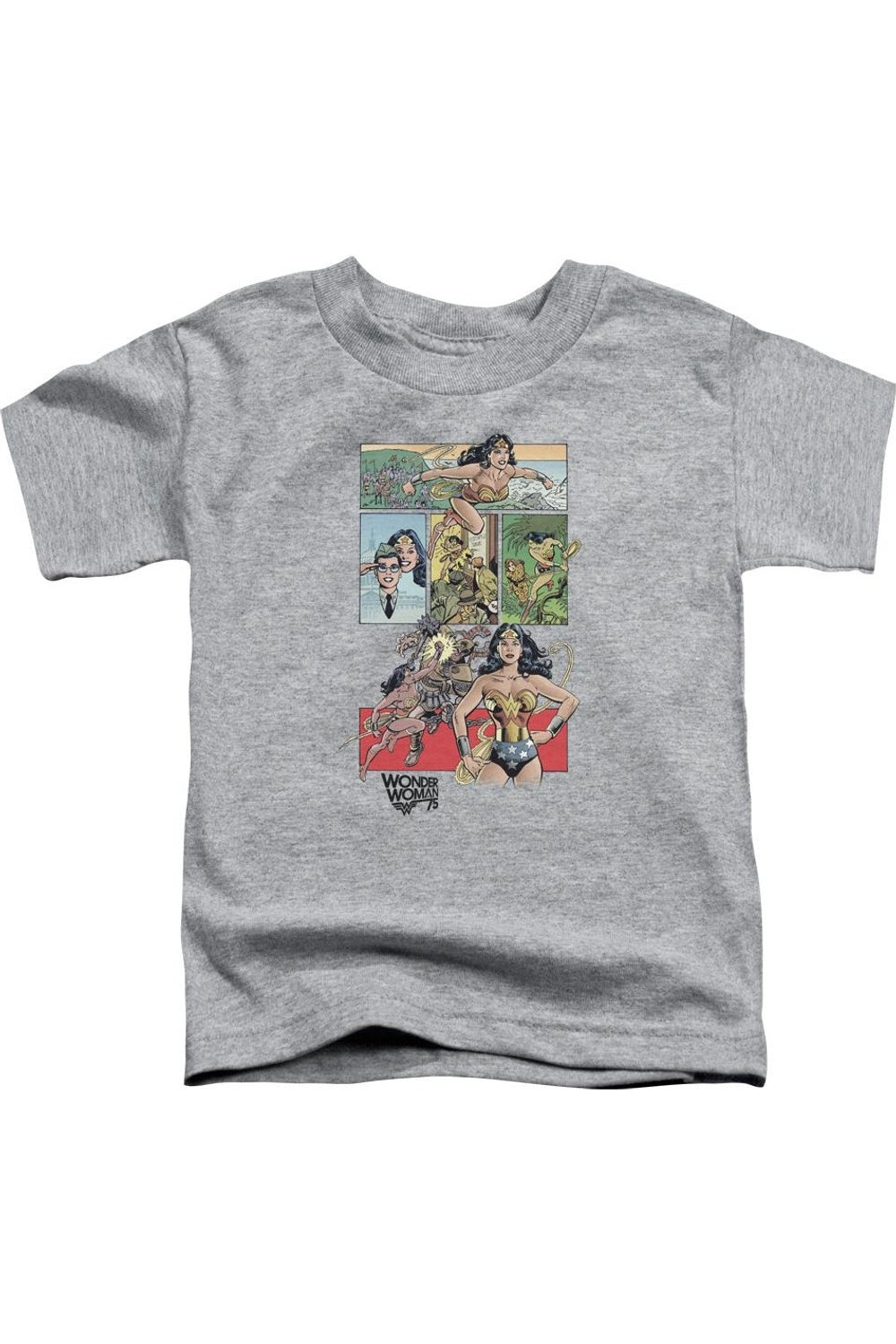 

Футболка с комиксом Wonder Woman WW75 для детей с короткими рукавами Gildan, Athletic Heather