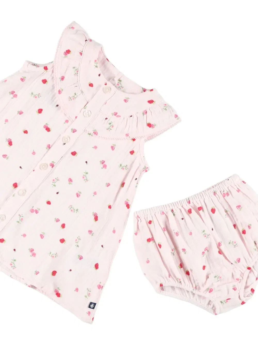 Платье-рубашка с оборками и принтом Petit Bateau, розовый — фото 3