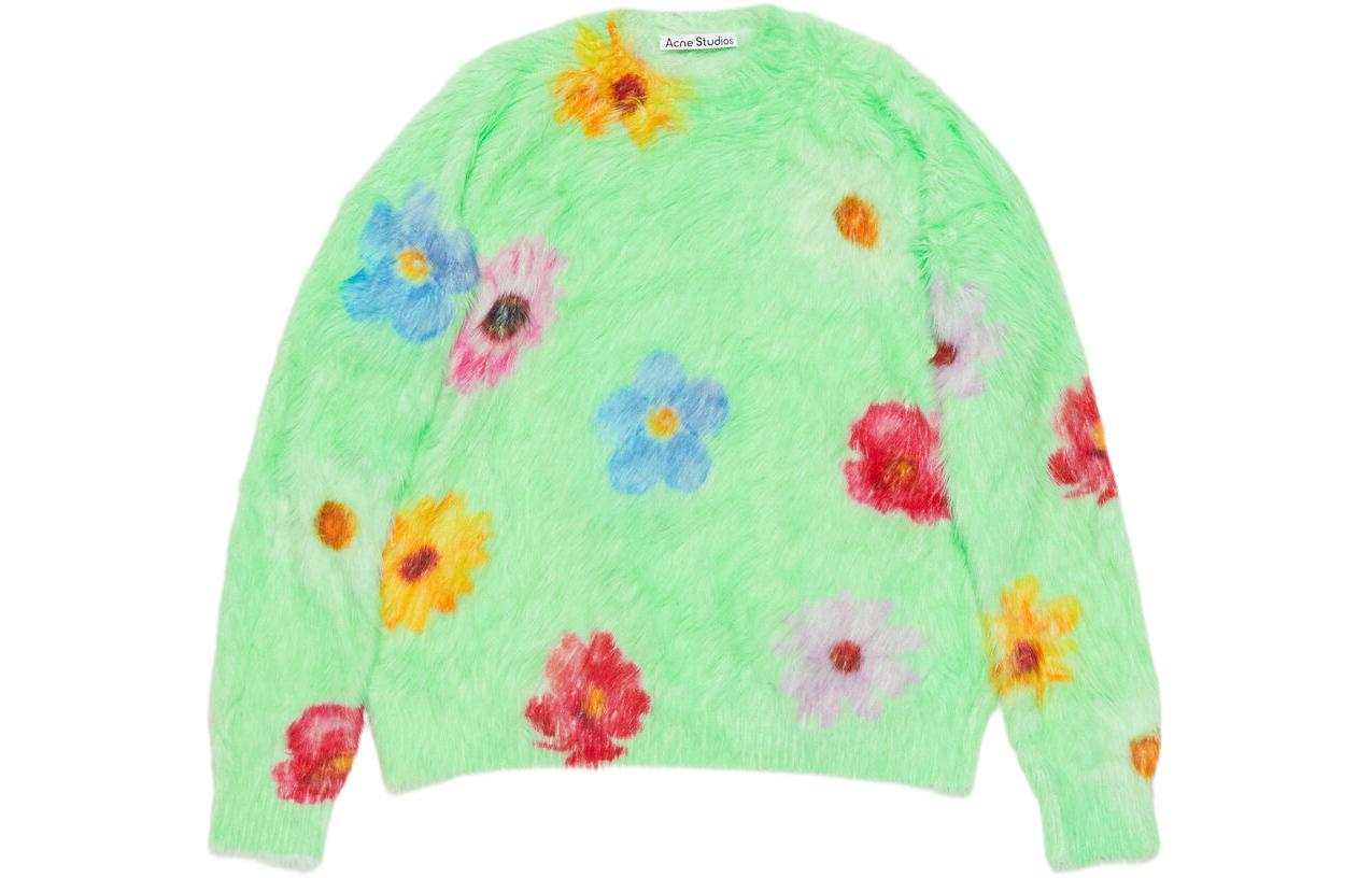 

Принтованный пушистый джемпер Acne Studios зеленый
